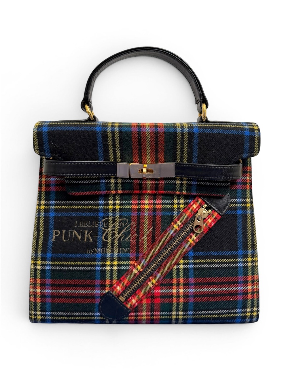 Moschino Vintage Plaid “I Believe In Punk Chic” Bag